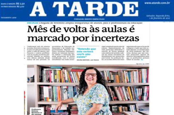 Jornal A Tarde diz que “Mês de volta às aulas é marcado por incertezas”. APLB defende retomada apenas após a vacinação dos profissionais em Educação