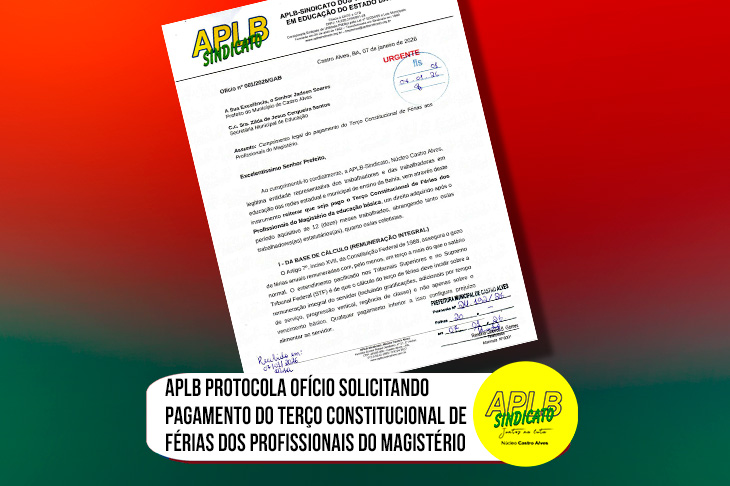 APLB protocola ofício solicitando pagamento do Terço ...